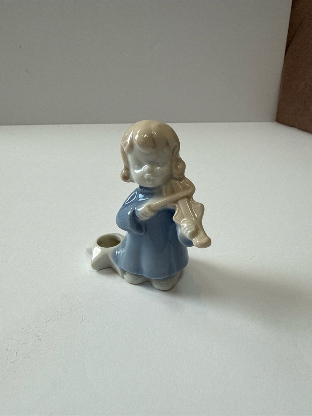 Tiny Angel candle holder ceramic violin